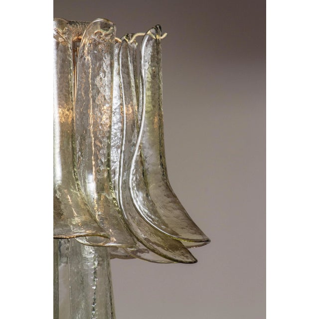 Metal Bright & Green Tone Clear Crystal Glass Petal Flush Mount from La Murrina, 1970s For Sale - Image 7 of 8
