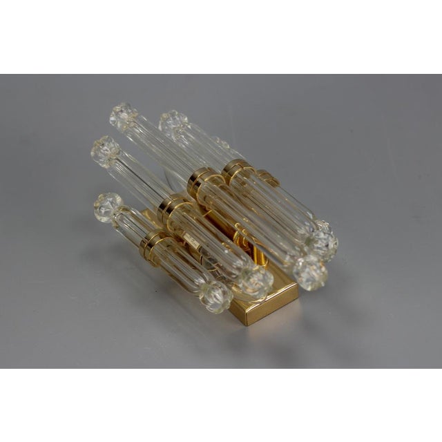 Crystal Glass and Brass Wall Lamp by Honsel, Germany, 1980s For Sale - Image 6 of 18