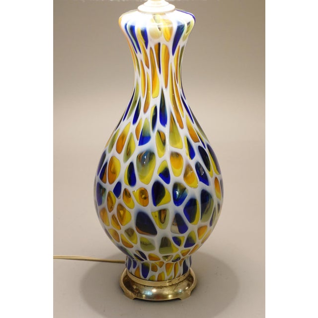 1960s 1960s Rarest Murano Millefiori Mosaic Blown Glass Barovier Toso Italy Art Glass Brass Table Lamp For Sale - Image 5 of 11