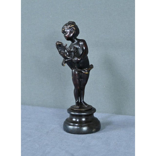 Small Bronze of Young Girl with the Basket, Late 19th Century For Sale - Image 3 of 10