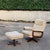 Stunning set The armchair and ottoman swivel on their star-shaped bases The legs are made of thick steel and covered with...