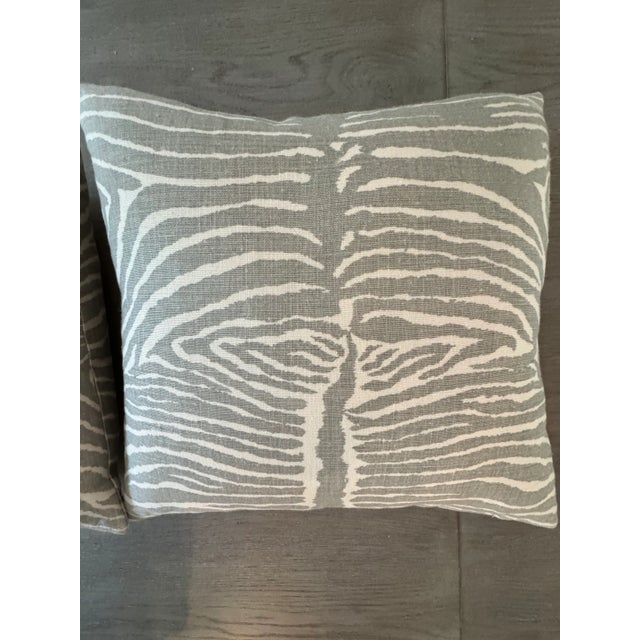 Down Filled 21"x21" Brunschwig & Fils Le Zebra Pewter Pillows by Kravet For Sale In New York - Image 6 of 8
