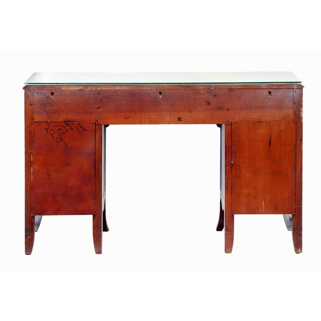 Mid-Century Pinted Mahogany Desk or Vanity With Glass Top, Usa, 1940s For Sale In Los Angeles - Image 6 of 6