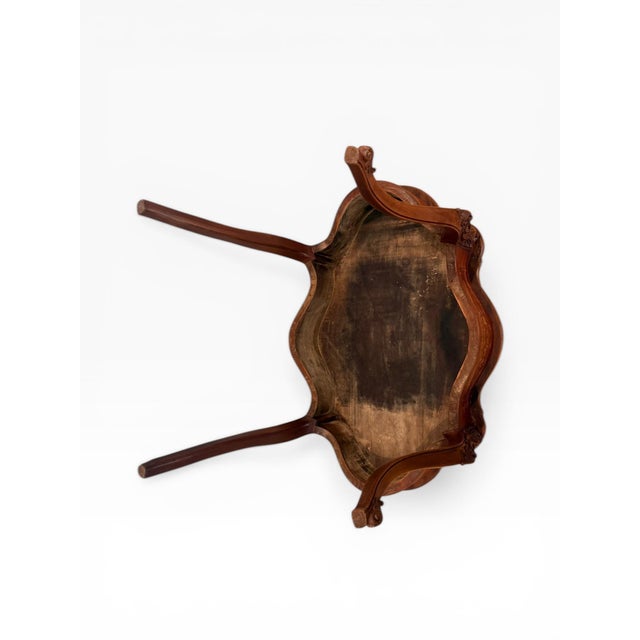 Wood Mid 20th Century Louis XV Style Inlaid Marquetry Console Table With Mother-of-Pearl Accents For Sale - Image 7 of 12