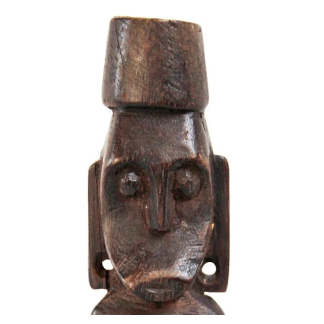 Vintage original wood carved female tribal figure from Borneo. Collected in the 1950's.