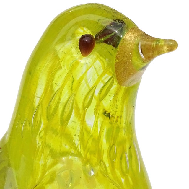 Mid 20th Century Murano Barovier Toso Vintage Canary Yellow Gold Flecks Italian Art Glass Love Birds Figurine Sculpture For Sale - Image 5 of 7