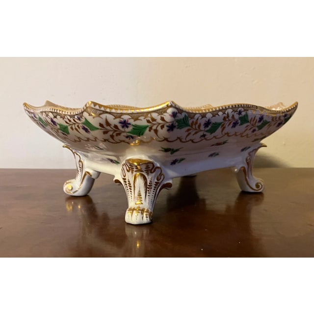 Gold Antique Early 19th Century English Sprig Porcelain Footed Compote Bowl For Sale - Image 8 of 12