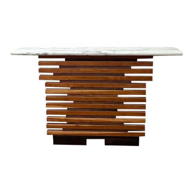 Mid-Century Modern Slatted Hallway Console For Sale