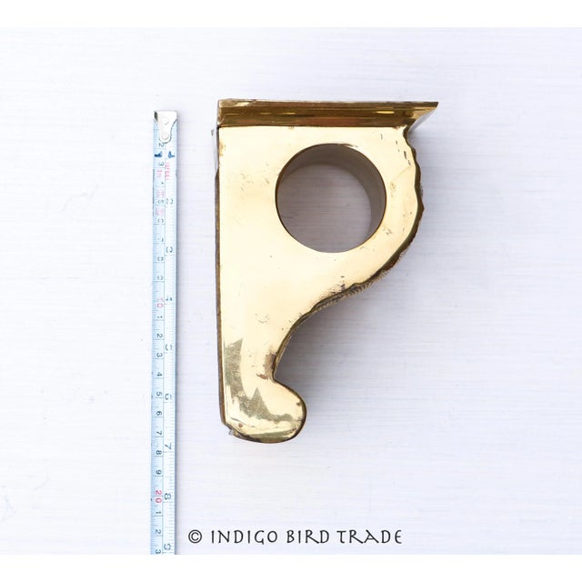 Mid 20th Century Vintage Brass Ornate Curtain Drapery Rod Holders Corbel Brackets - Set of 2 For Sale - Image 5 of 7