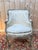 Blue Louis XVI Wingback Armchair in Grey Lacquered Wood and Damask Silk For Sale - Image 8 of 8
