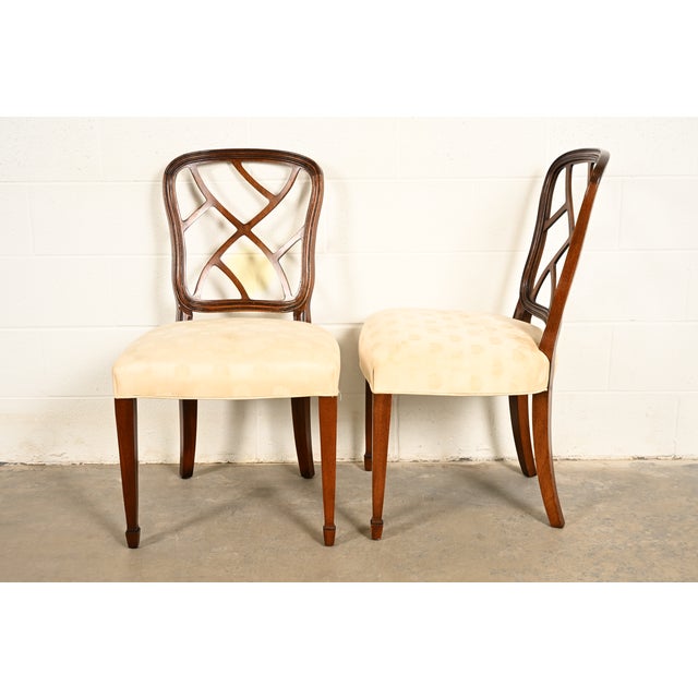 Kindel Furniture Federal Carved Mahogany Side Chairs or Dining Chairs, Pair For Sale - Image 12 of 15