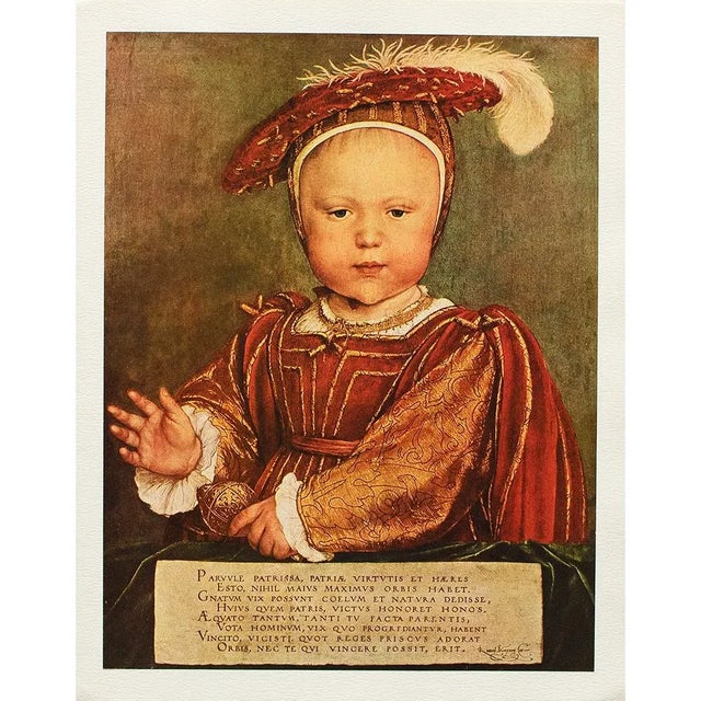 A stunning reproduction print in full color of painting "Edward VI as Prince of Wales" by Hans Holbein, the Younger. Comes...