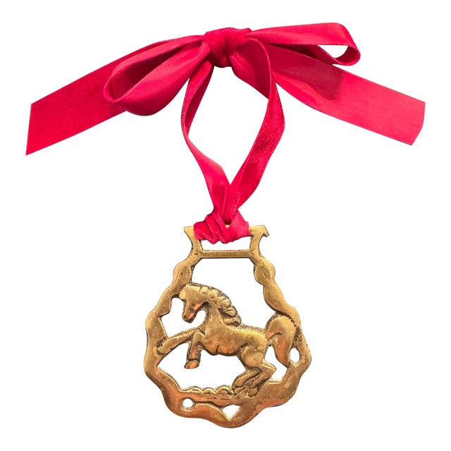 Vintage English Horse Brass Ornament For Sale