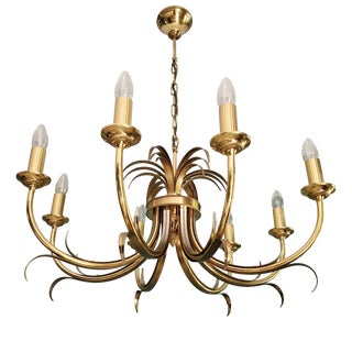 Large Hollywood Regency Brass Chandelier, Belgium, 1970 For Sale