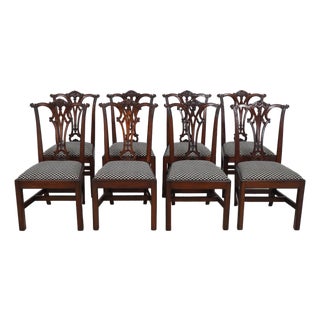 Set of 8 Henredon Chippendale Mahogany Dining Room Chairs For Sale