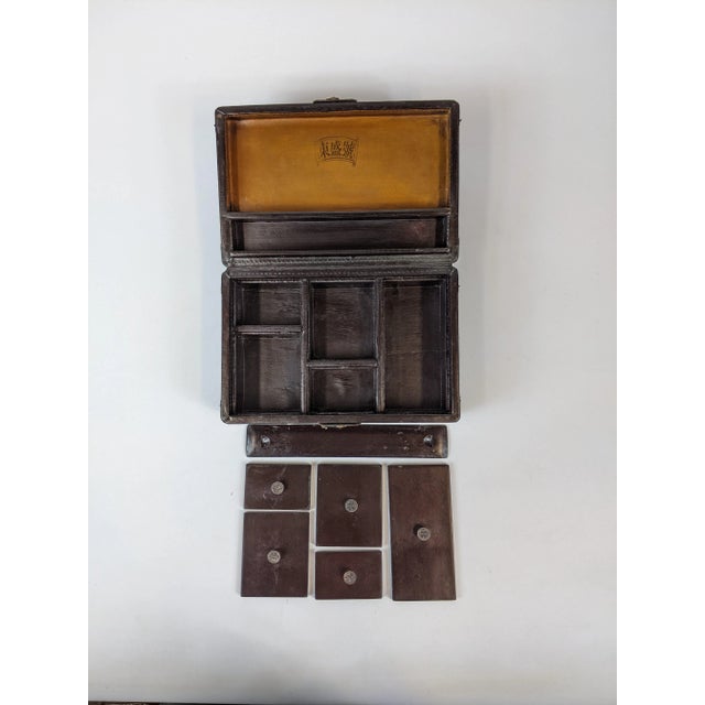 Animal Skin 20th Century Painted Lacquered Leather Bounded Rectangular Jewelry Box For Sale - Image 7 of 8