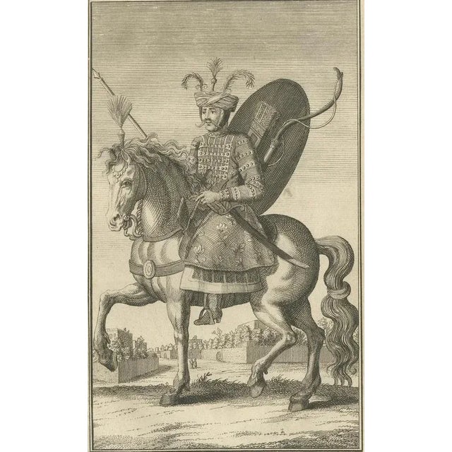Cream Mounted Persian Soldier Safavid Military Costume, 1800s, Paper For Sale - Image 8 of 10