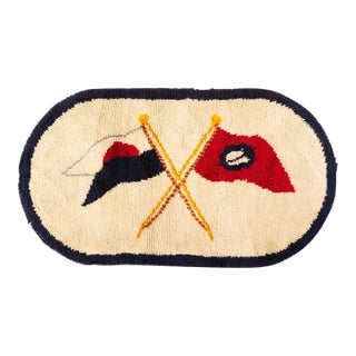 Hand Hooked Wool Area Rug - Embroidered Yacht Club Burgee X Private Signal For Sale