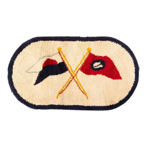 Hand Hooked Wool Area Rug - Embroidered Yacht Club Burgee X Private Signal
