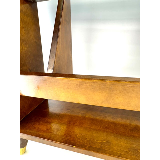 Vintage Mid-Century Modern Wood Bookcase With Brass-Capped Feet For Sale - Image 11 of 12