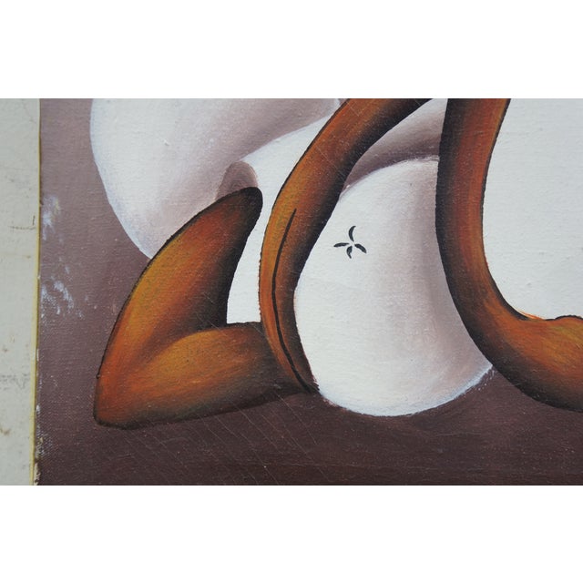 Late 20th Century Late 20th Century Jean Bruno Louisius Haitian Figures Dressed in White Oil Painting on Canvas 15" For Sale - Image 5 of 11