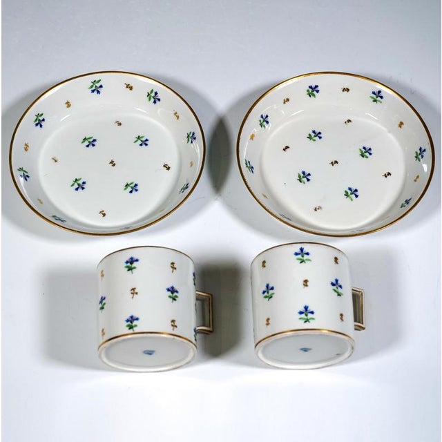 Late 18th Century Viennese Imperial Gilt Porcelain Tete-a-Tete Coffee Service with Cornflowers, 1797, Set of 4 For Sale - Image 5 of 8