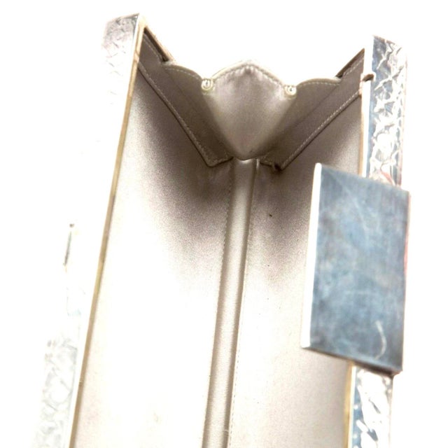 2010s Judith Leiber 925 Sterling Silver Crocodile Emboss Clutch Shoulder Evening Bag Minaudiere For Sale - Image 11 of 15
