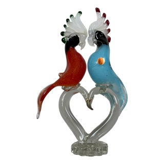 Modern Murano Glass Cockatoo Heart Parrot Sculpture, 1970s For Sale