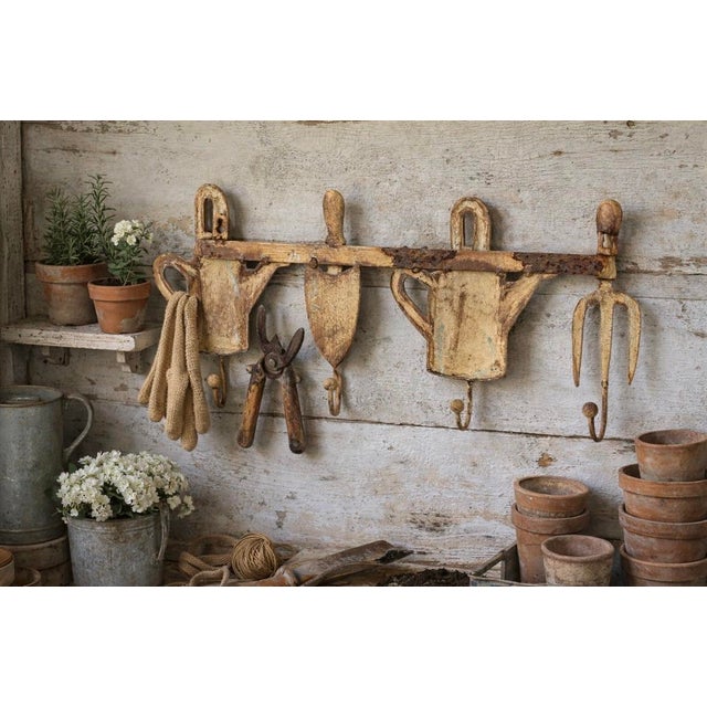 Vintage Cast Iron Garden Themed Wall Rack For Sale - Image 4 of 4