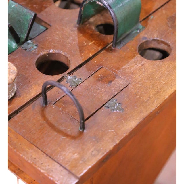 Wood Early 20th Century French ‘La Grenouille’ Coin Toss Game With 11 Iron Pucks For Sale - Image 7 of 14