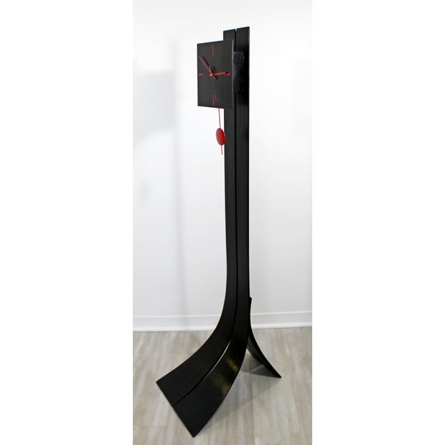 Contemporary Modern Sculptural Black Wood Red Standing Floor Clock Chairish