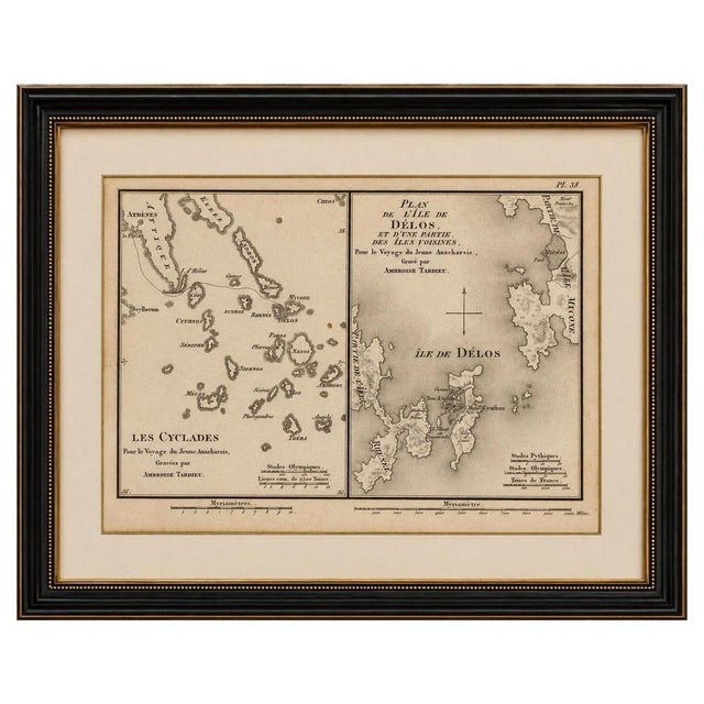 Title: Antique Maps of the Cyclades and Delos by Ambroise Tardieu, 1825 : Original antique engraved double map depicting...