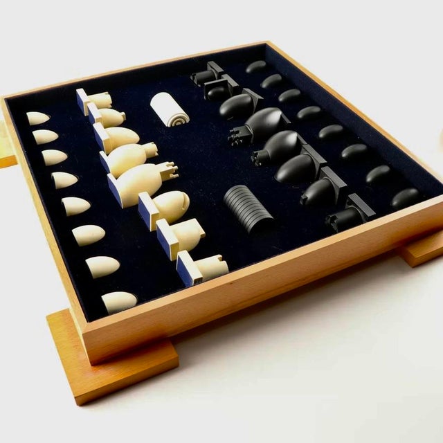 Signed Michael Graves Post Modern Custom Made Checker & Chess Set. The tallest game piece measures 3" tall. Each chess...