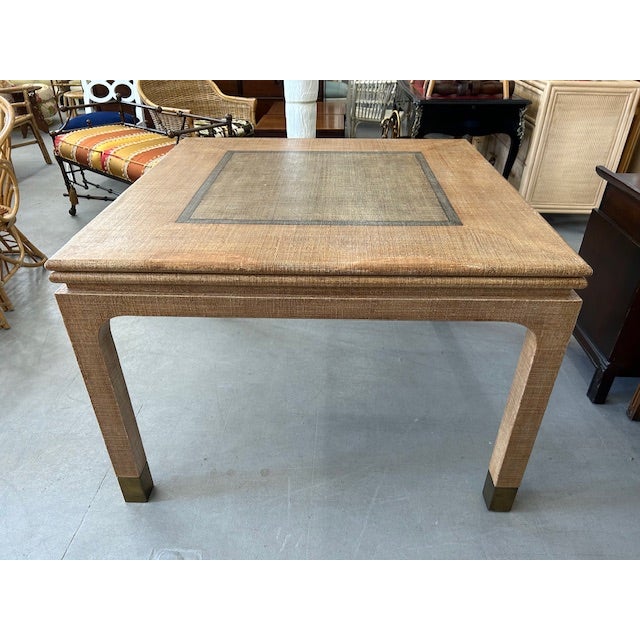 20th Century Grasscloth Flip Top Dining Game Table For Sale - Image 11 of 13