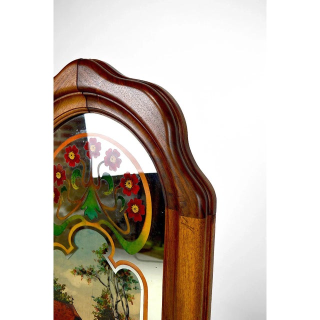 Brown Art Nouveau Mirror with Bucolic Painted Scene, 1900s For Sale - Image 8 of 18