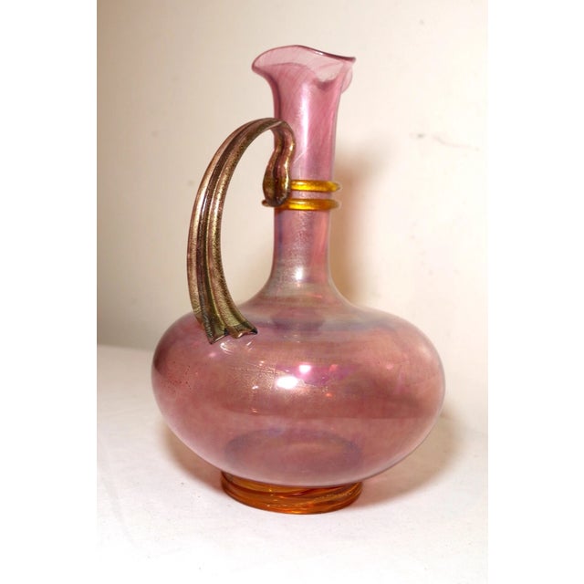 Original Hand Blown Michael J. Schunke Nine Iron Studios Art Glass Vase Ewer For Sale - Image 4 of 12