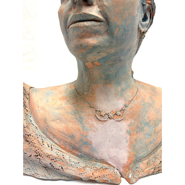 Vintage Signed Original Terra Cotta Bust Sculpture C1991 For Sale - Image 18 of 18