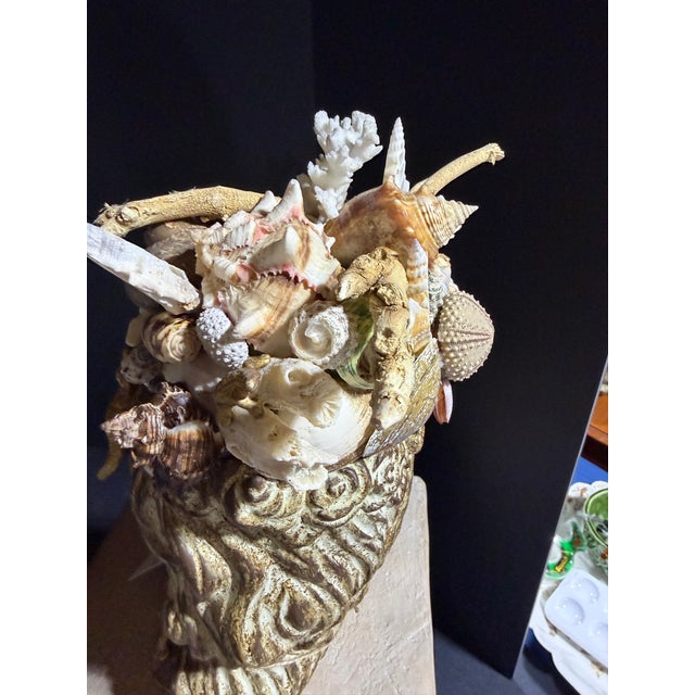 Celestial Meets the Sea-Shell Encrusted Bust-Coastal Art Sculpture For Sale In Chicago - Image 6 of 11