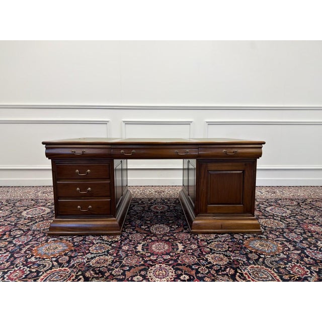 Large English Partner Desk in Teak For Sale - Image 3 of 18