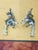 Japanese ceramic super cute couple of Bambi deers on brass bases as lamp finials.