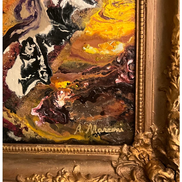 Dick Marconi 2008 Color Fusion Abstract Mixed-Media Painting in Ornate Gilt Frame For Sale - Image 4 of 6