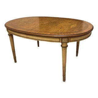 1960s Karges French Regency Louis XVI Burled Walnut Extension Dining Table For Sale