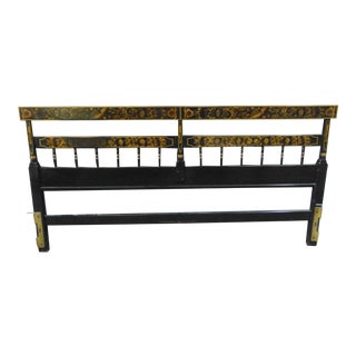Hitchcock Early American Style Black Stenciled Kingsize Headboard For Sale
