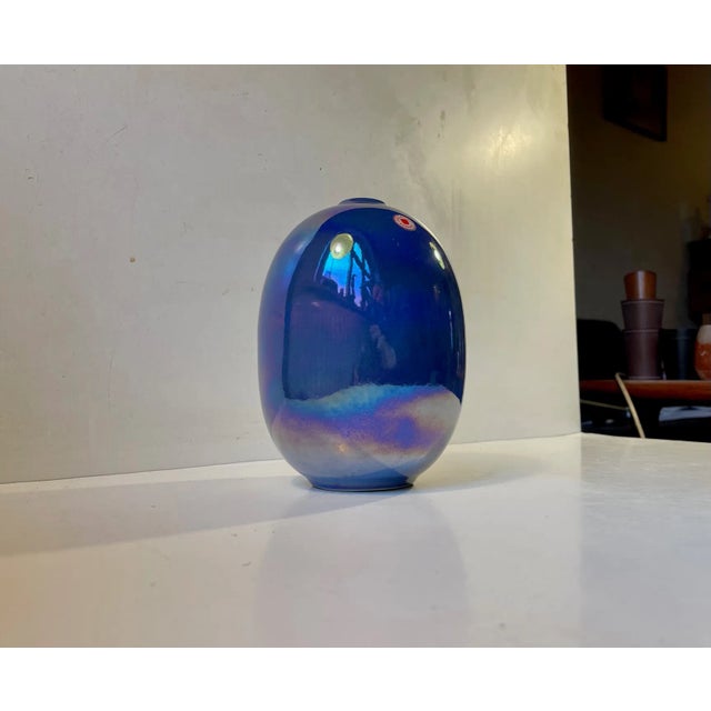 Ceramic Vintage Höganäs Stoneware Egg Vase with Mirror Glaze For Sale - Image 7 of 8