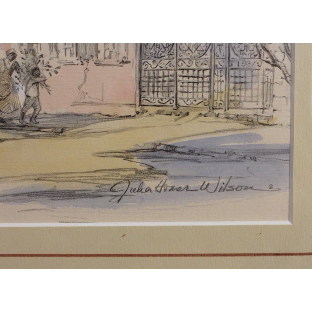 Circa 1950s "Rainbow Row" American Hand Colored Print by Julia Homer Wilson For Sale - Image 4 of 5