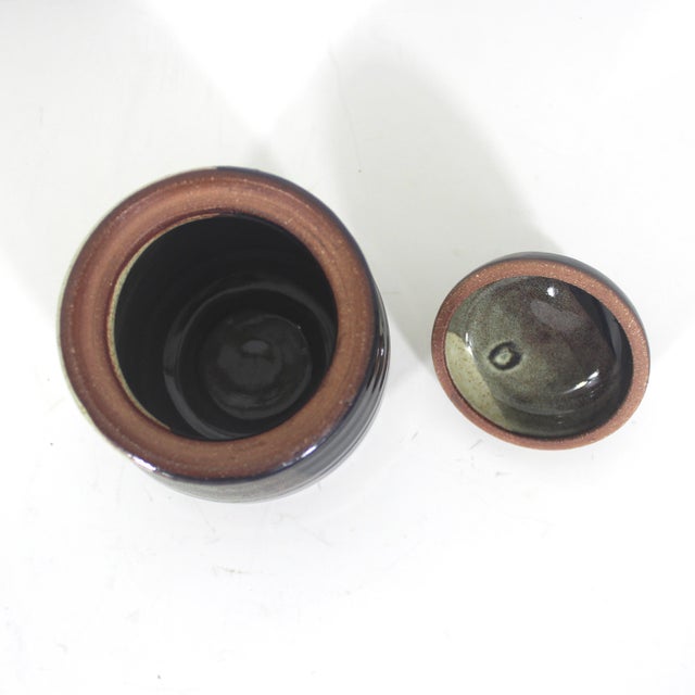 Vintage Covered Studio Pottery Canister With Lid For Sale - Image 6 of 7