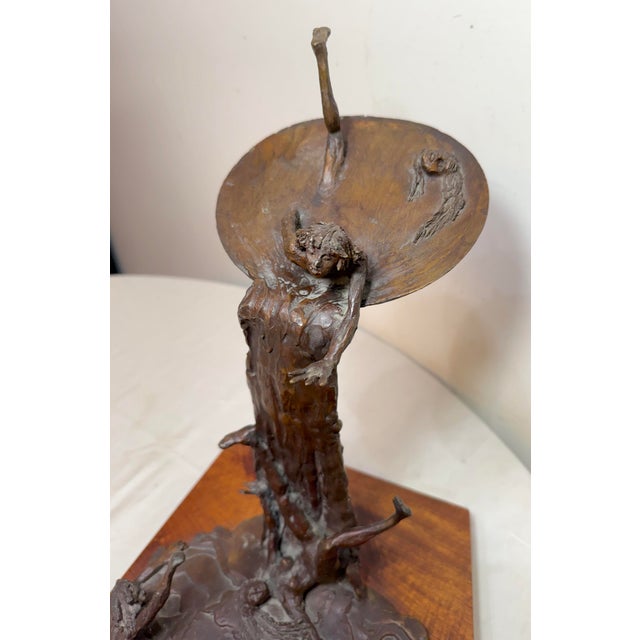 Large Vintage Scott Jarvie 20th Century Bronze Wood Waterfall Statue Sculpture For Sale - Image 13 of 16