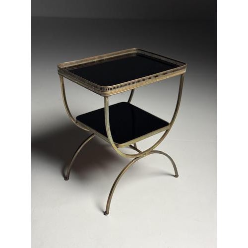 Mid-Century Side Table with Black Glass Tops For Sale - Image 4 of 14
