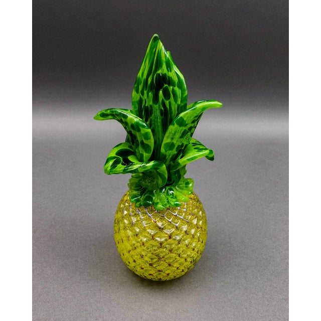 Bryon Sutherland Signed 2013 Hand Blown Studio Art Glass Pineapple Sculpture For Sale - Image 4 of 7