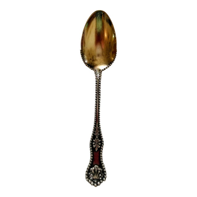 Late 19th Century Charles II by Dominick and Haff Gold Wash Sterling Demitasse Spoon For Sale